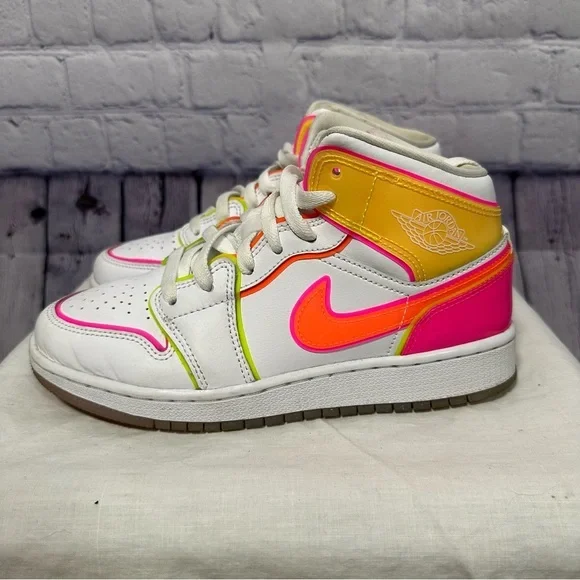 Jordan Kids Neon Pink and Yellow Sneakers - Picture 1 of 5